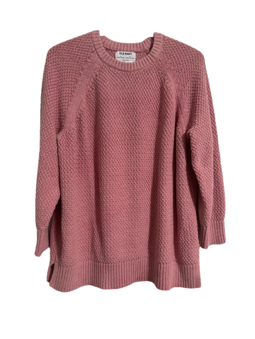 Old Navy Pink Waffle Knit Crewneck Sweater